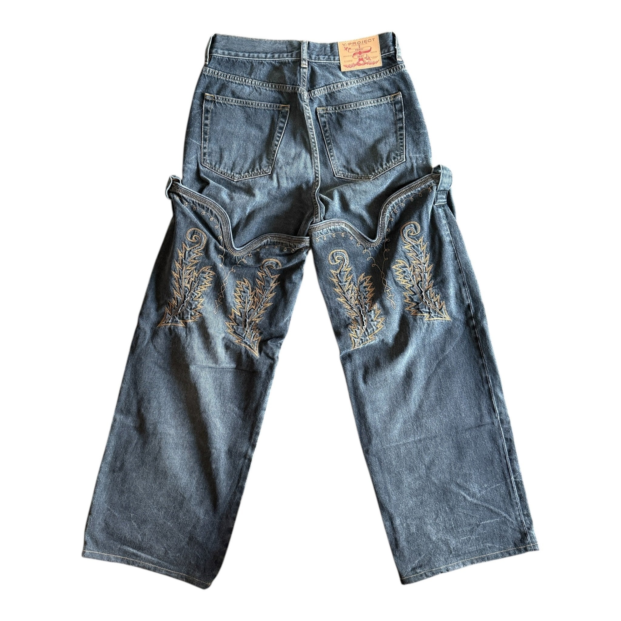 Y/PROJECT MAXI COWBOY CUFF JEANS Black 29 | Clotoh Vintage
